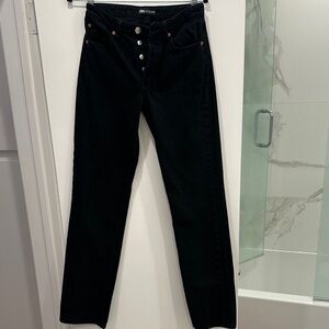 Zara Black Straight-Leg Jeans